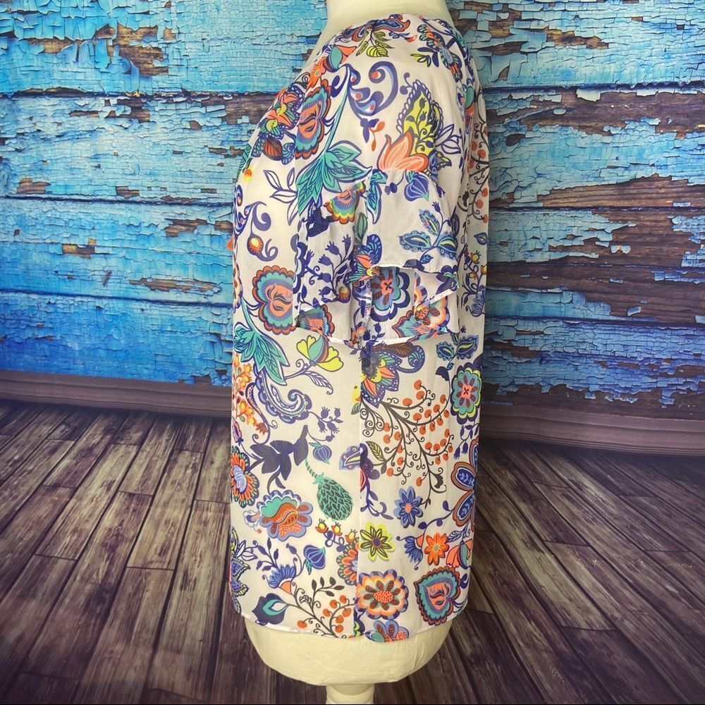 Milly Design Nation XS floral sheer top - Picture 4 of 9